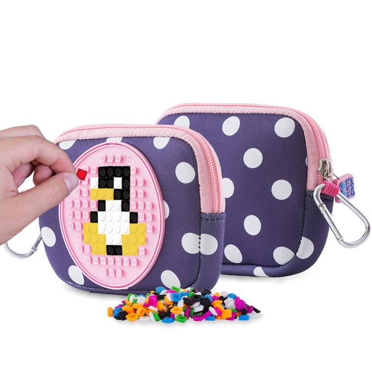 Pixie Crew, saszetka, kosmetyczka, kropki, różowy panel