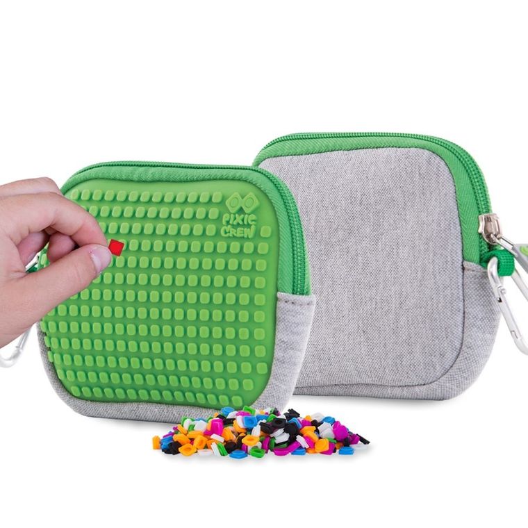 Pixie Crew, saszetka, kosmetyczka, szara, zielony panel