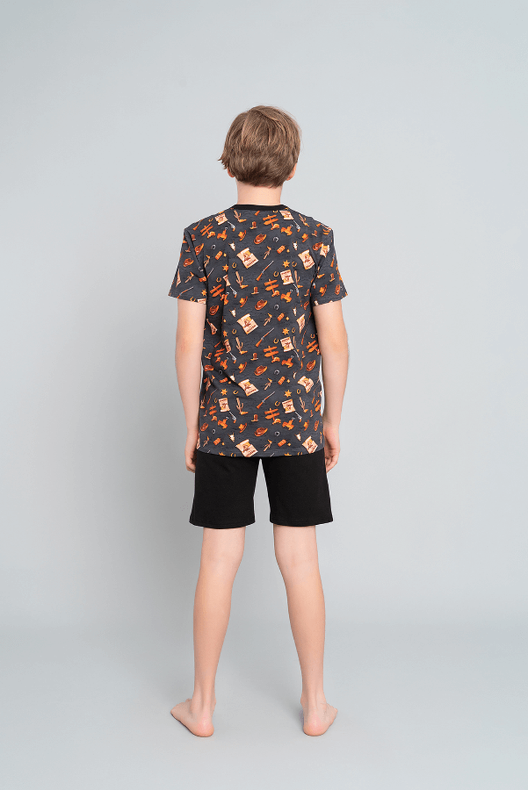 Piżama chłopięca, szaro-czarna, Western, Italian Fashion
