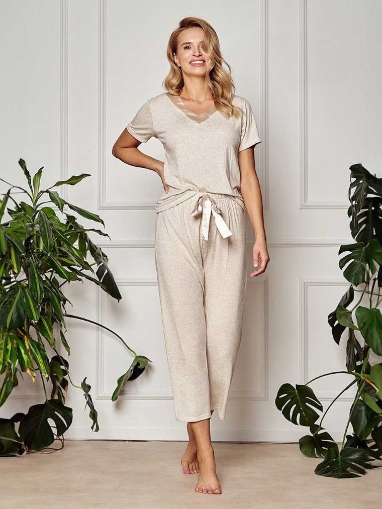 Piżama damska, beżowa Taro