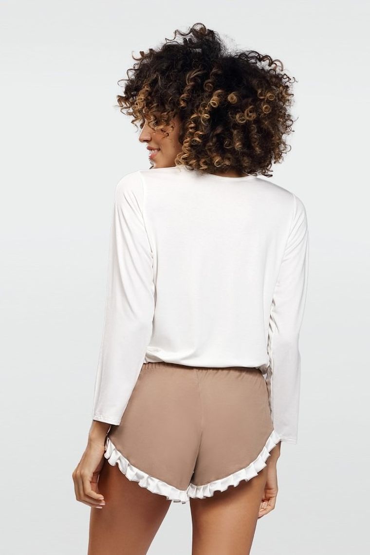 Piżama damska, biało-beżowa, Ronnie, Dkaren