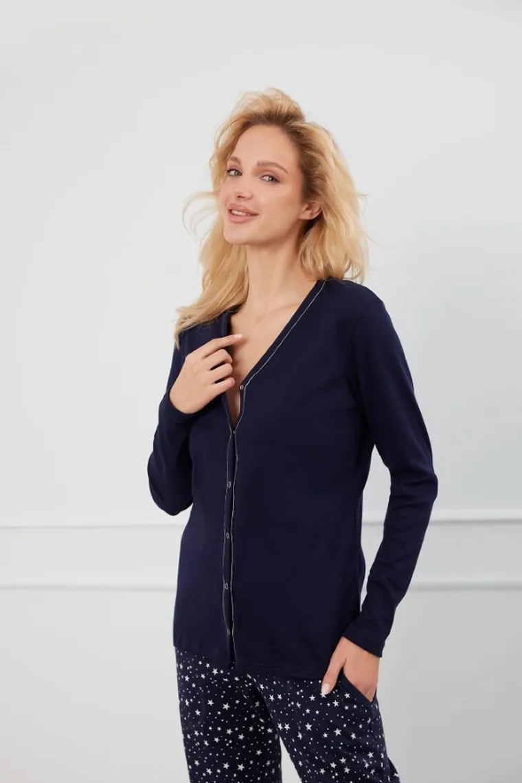 Piżama damska, granatowa, Libra, Italian Fashion