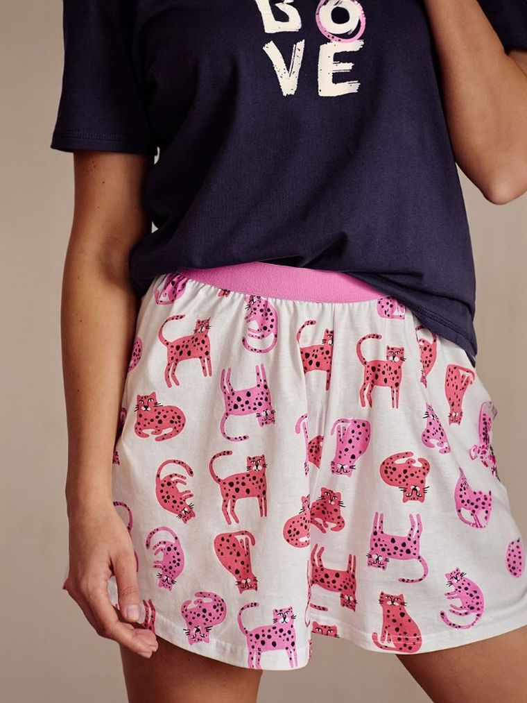 Piżama damska, granatowo-biała, Taro