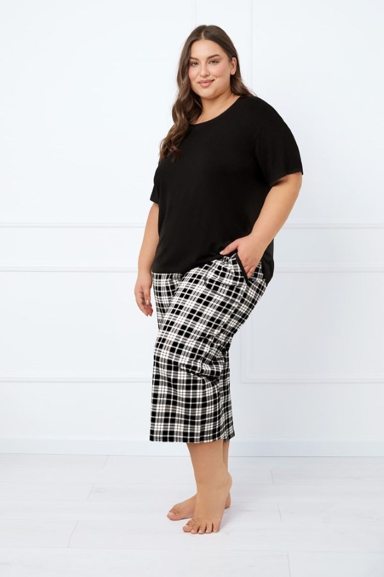 Piżama damska, plus size, czarna, Italian Fashion