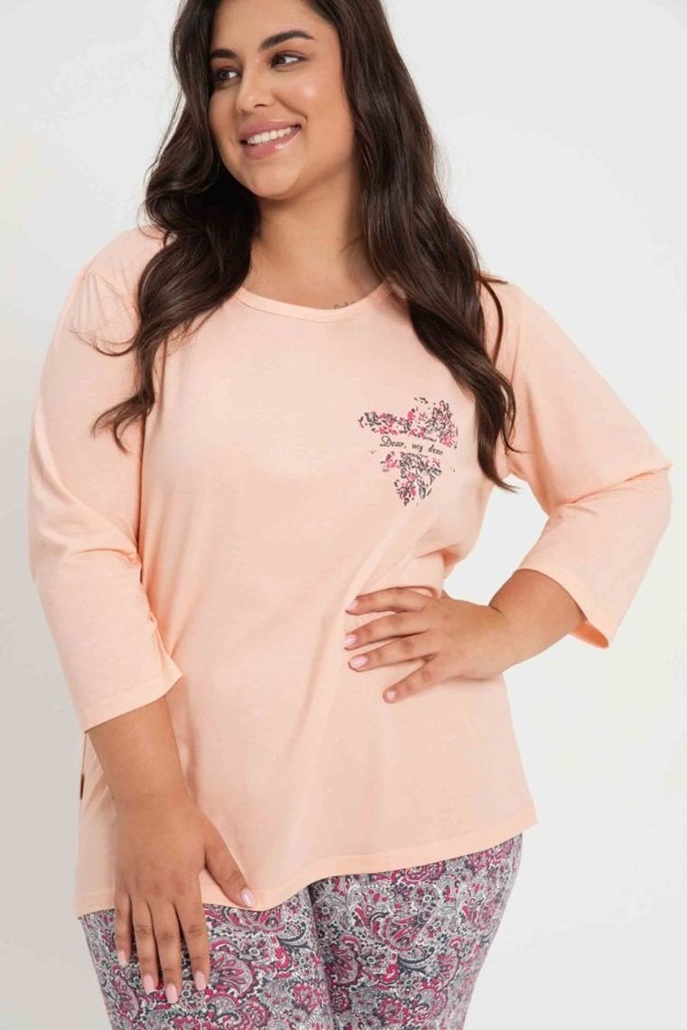 Piżama damska, plus size, różowa, Melissa, Taro