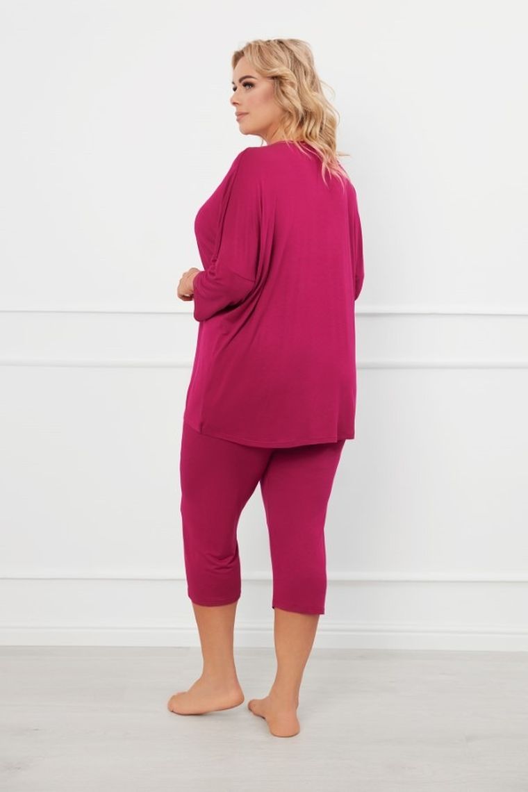 Piżama damska, plus size, różowa, Natura, Italian Fashion