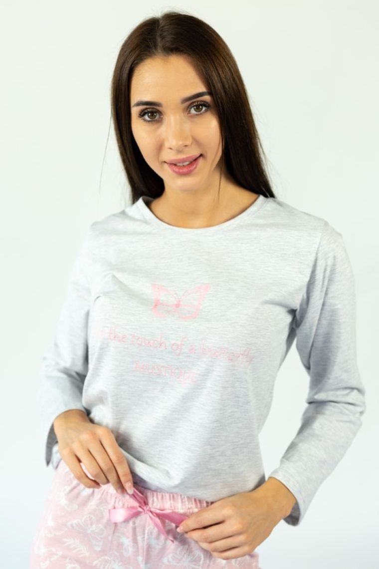 Piżama damska, szaro-różowa, Hoop