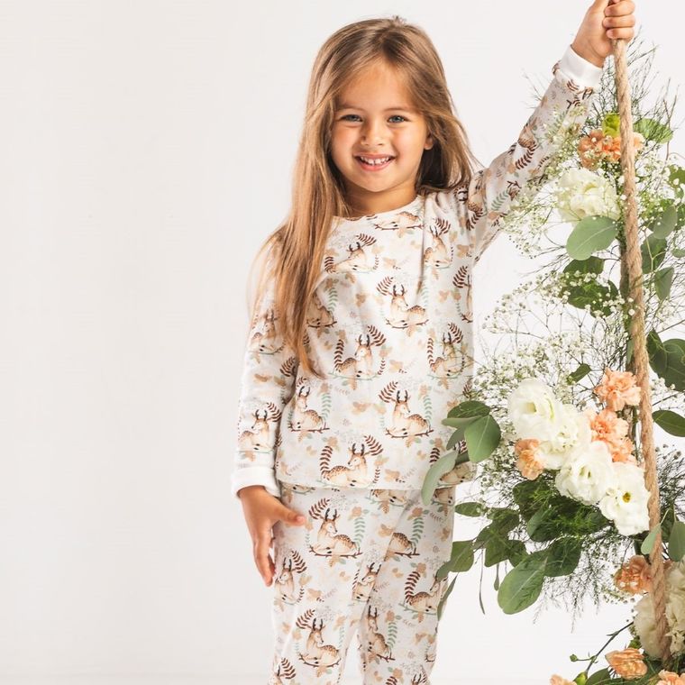 Piżama dziewczęca, beżowa, Nicol