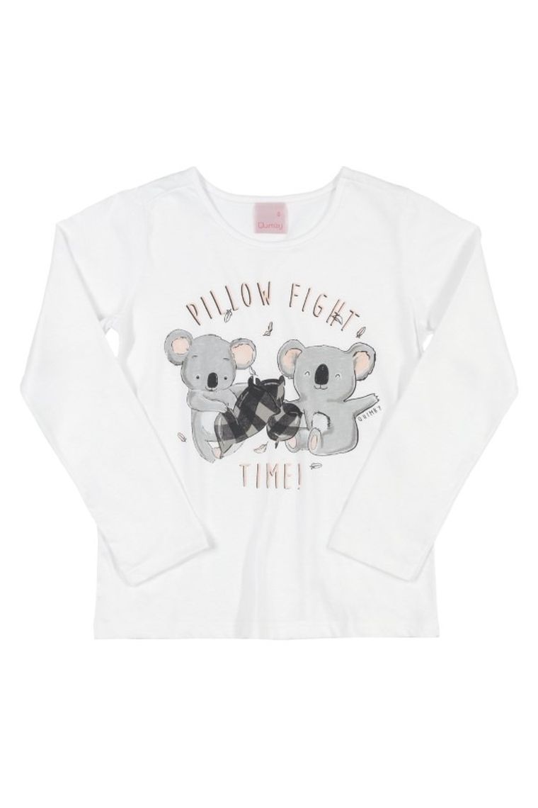 Piżama dziewczęca, biało-szara, Quimby