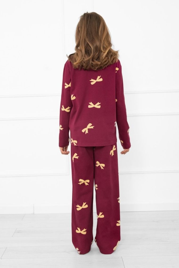 Piżama dziewczęca, bordowa, Kwadro, Italian Fashion