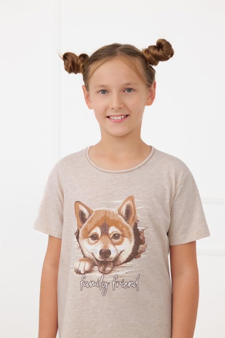 Piżama dziewczęca, brązowa, Shiba, Italian Fashion