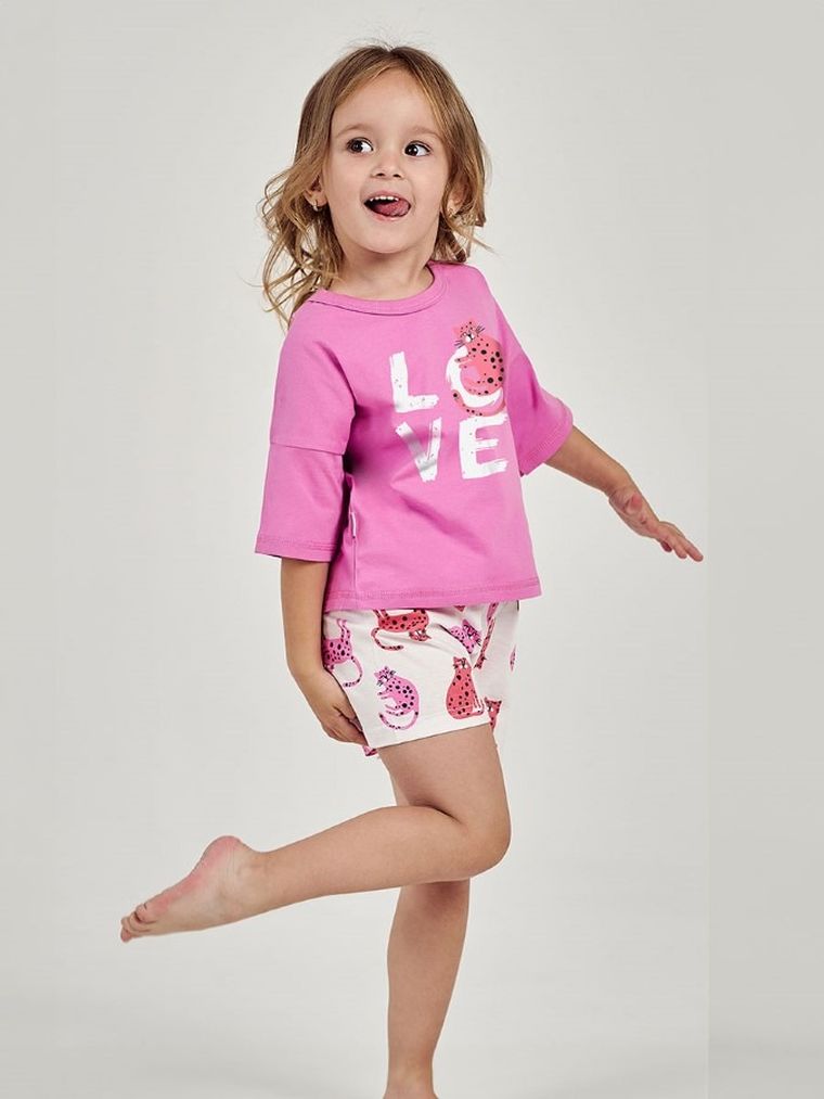 Piżama dziewczęca, różowo-biała, Taro