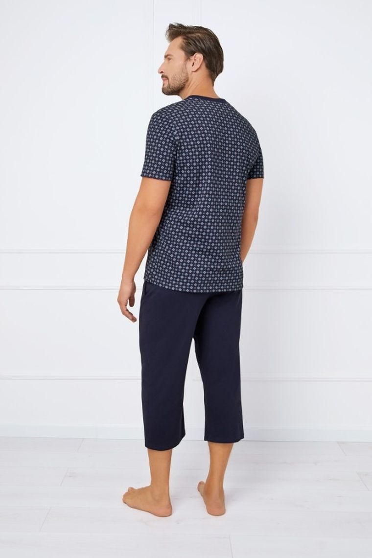 Piżama męska, granatowa, Italian Fashion