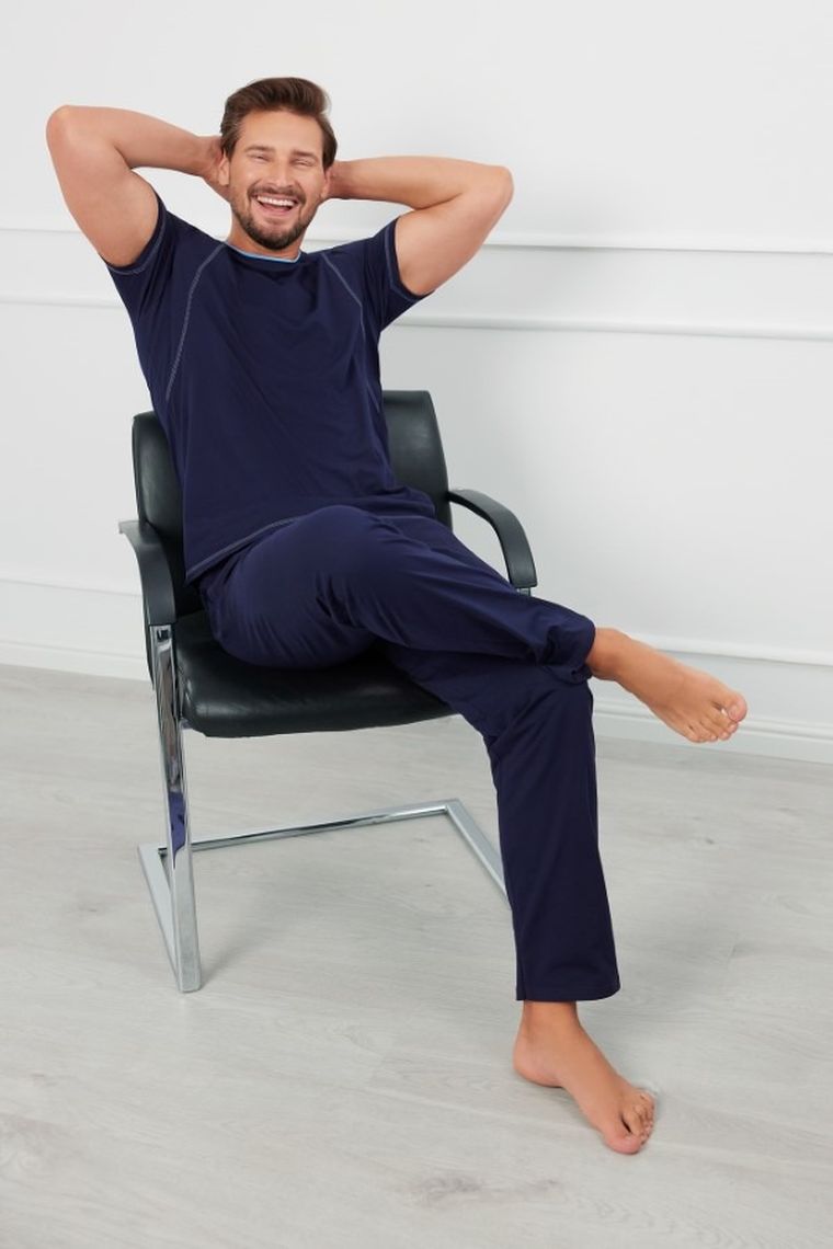 Piżama męska, granatowa, Salomon, Italian Fashion