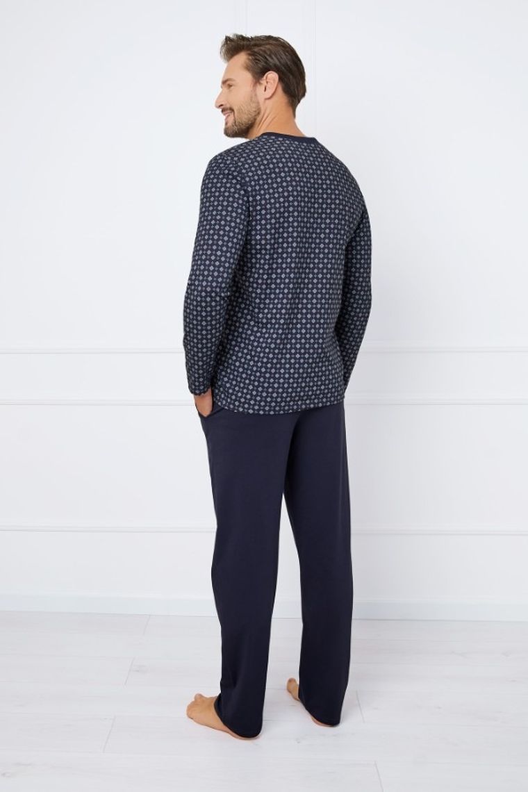 Piżama męska, plus size, granatowa, Italian Fashion