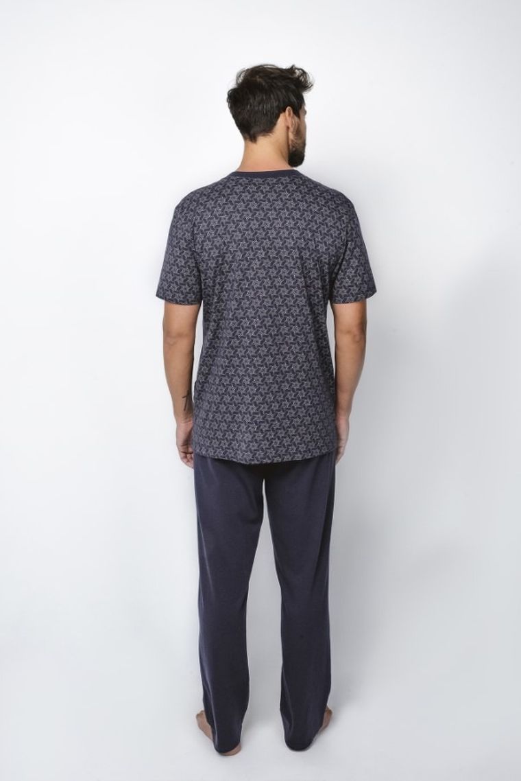 Piżama męska, plus size, granatowa, Ricardo, Italian Fashion