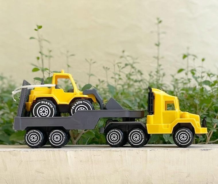 Plasto, holownik laweta z koparką, pojazdy budowlane, 47 cm