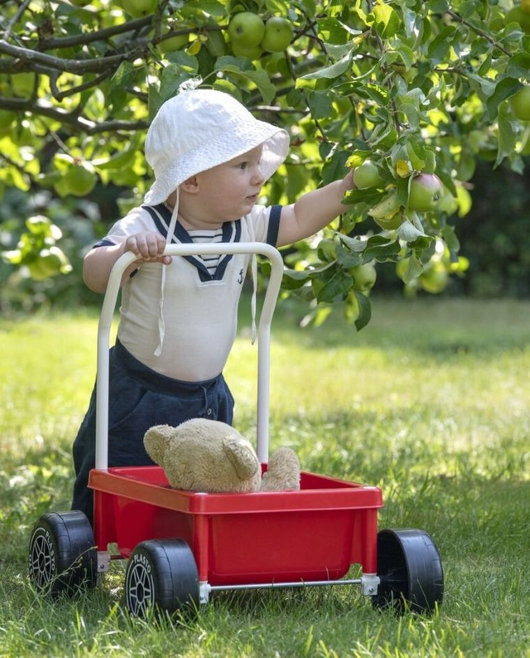 Plasto, wózek chodzik z cichymi kołami, czerwony