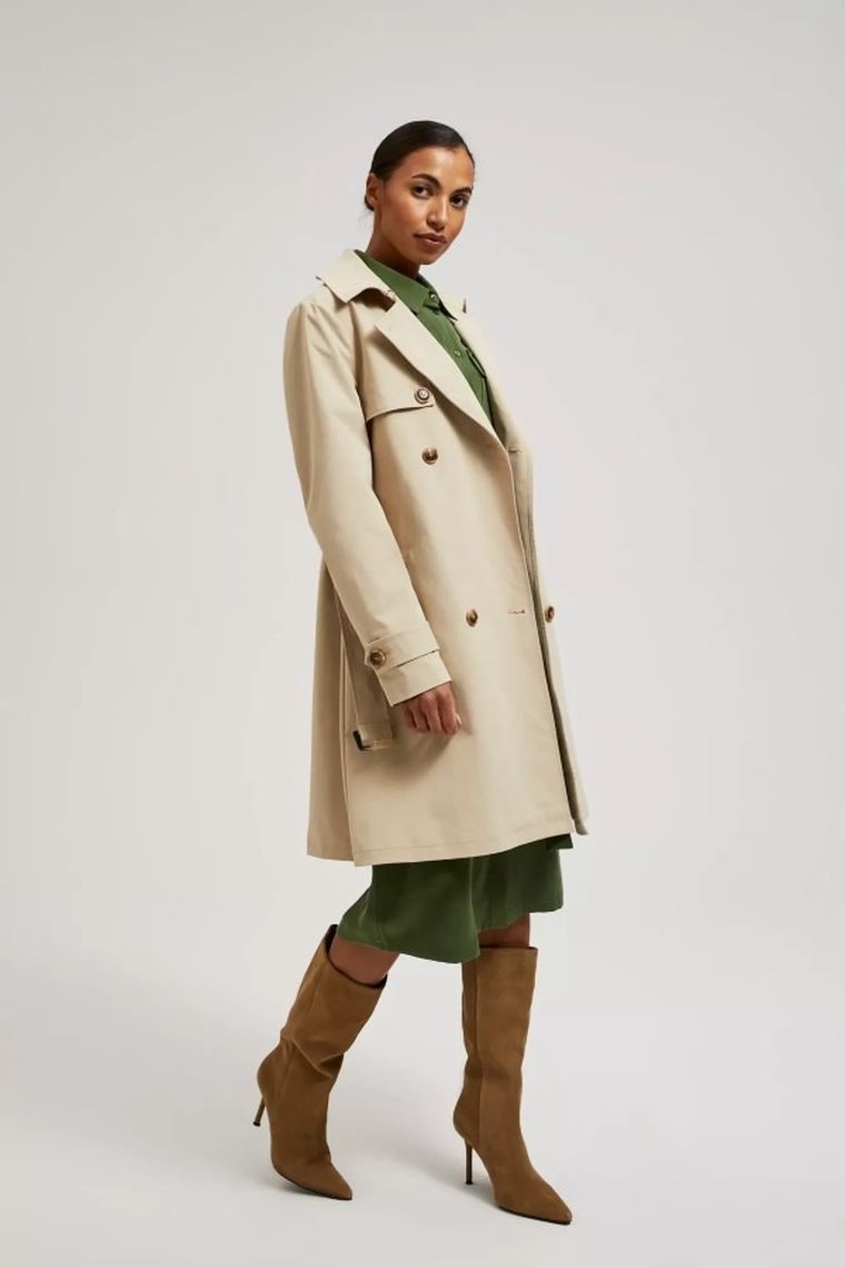 Płaszcz damski, beżowy, Moodo