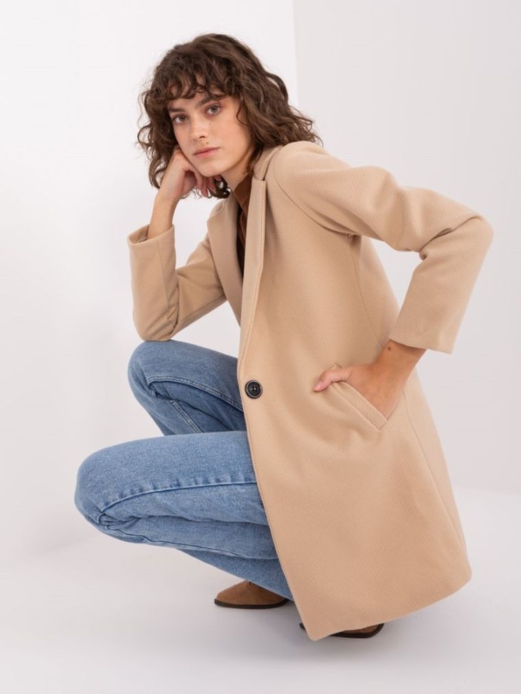 Płaszcz damski, beżowy, Och Bella