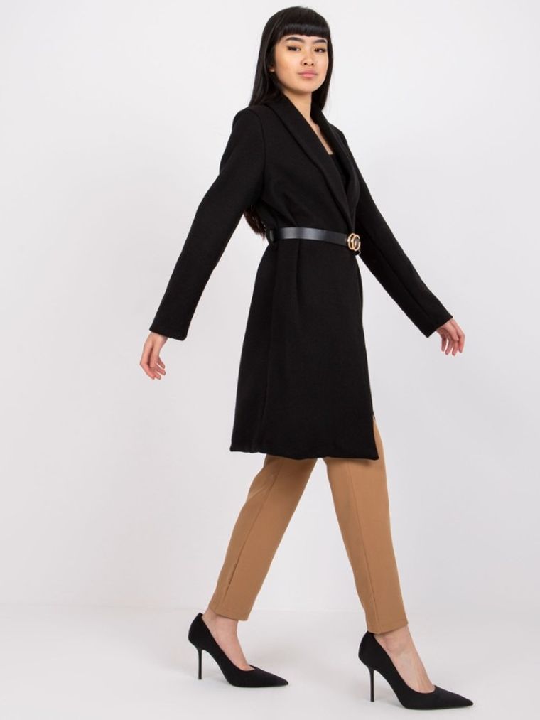 Płaszcz damski, czarny, Italy Moda