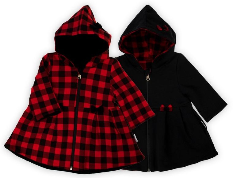 Płaszcz dresowy dziewczęcy z kapturem, dwustronny, mix, Nicol