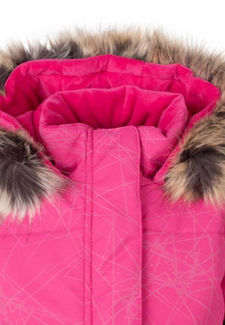 Płaszcz dziewczęcy z kapturem, różowy, Lenne