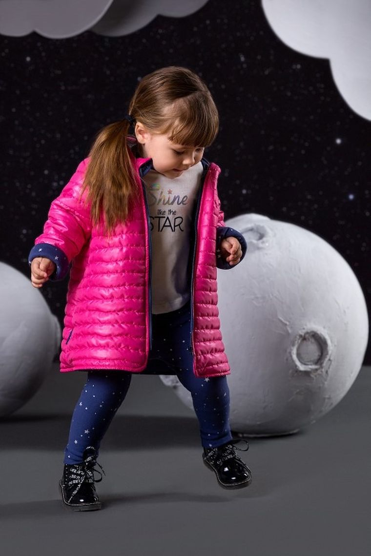 Płaszcz dziewczęcy z kapturem, różowy, pikowany, Eevi