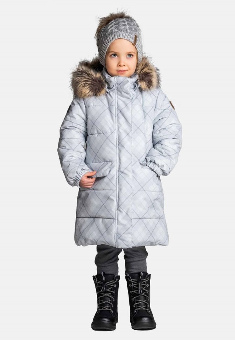Płaszcz dziewczęcy z kapturem, szary, Lenne