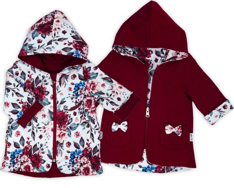 Płaszczyk dziewczęcy z kapturem, dwustronny, mix, Nicol