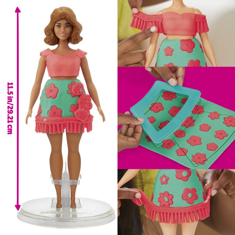 Play-Doh, Barbie Projektantka, Kwiaty i frędzle, zestaw kreatywny z lalką