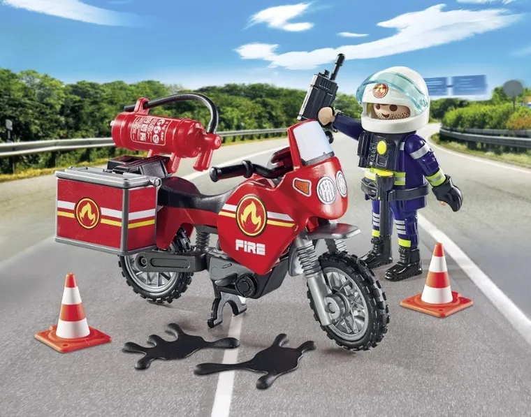 Playmobil, Action Heroes, Motocykl straży pożarnej na miejscu wypadku, 71466