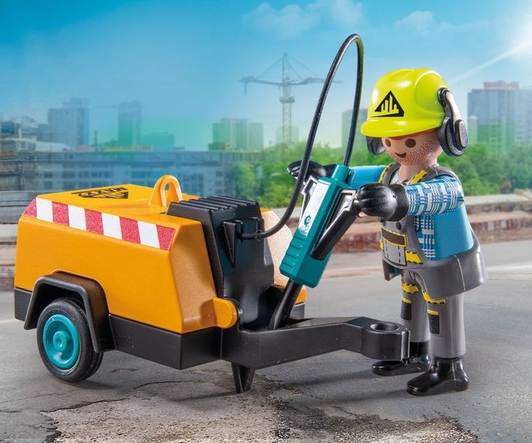 Playmobil, Action Heroes, Pracownik budowlany z młotem pneumatycznym, 71752