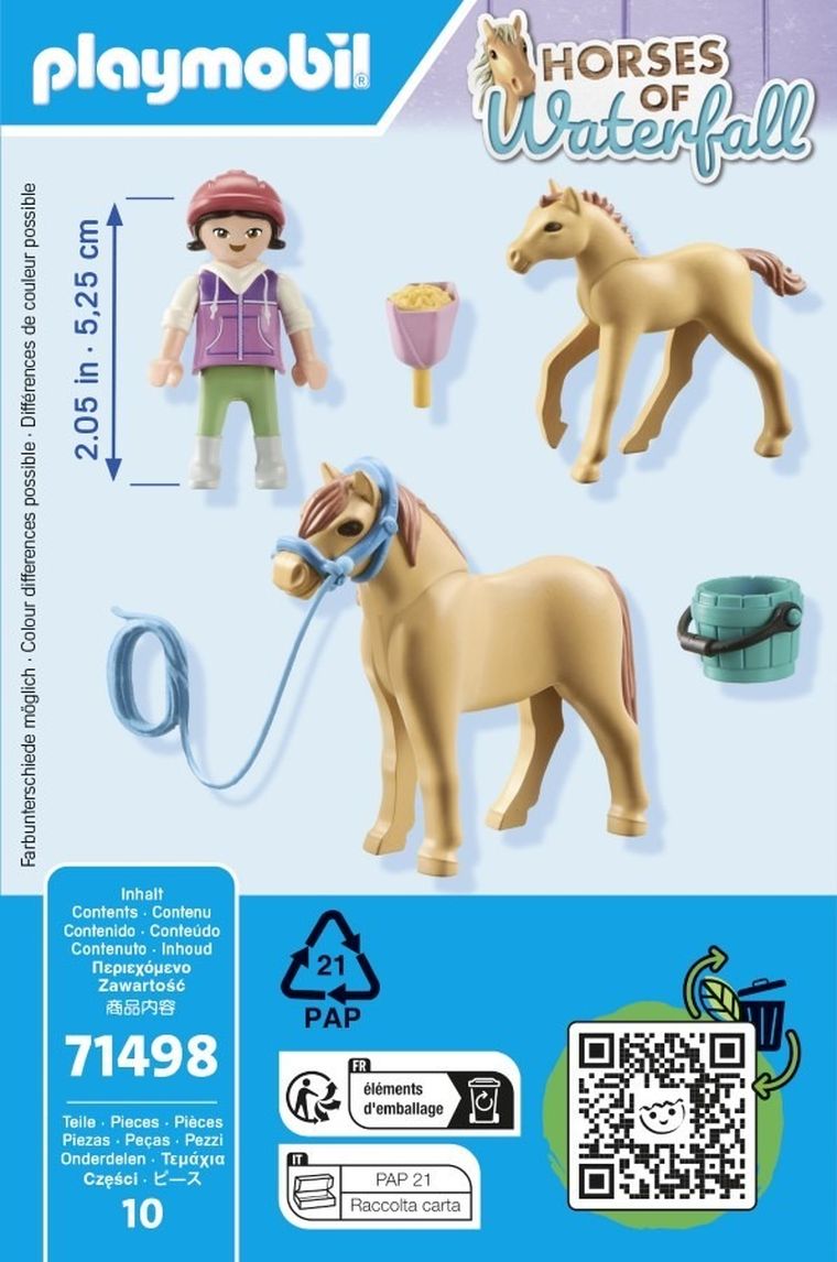Playmobil, Horses of Waterfall, Dziecko z kucykiem i źrebakiem, 71498