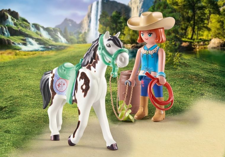 Playmobil, Horses of Waterfall, Ellie i Sawdust ćwiczące Western Riding, 71358