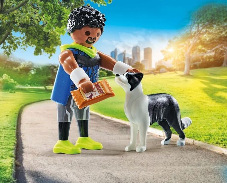 Playmobil, My Life, Biegacz z border collie, 71740