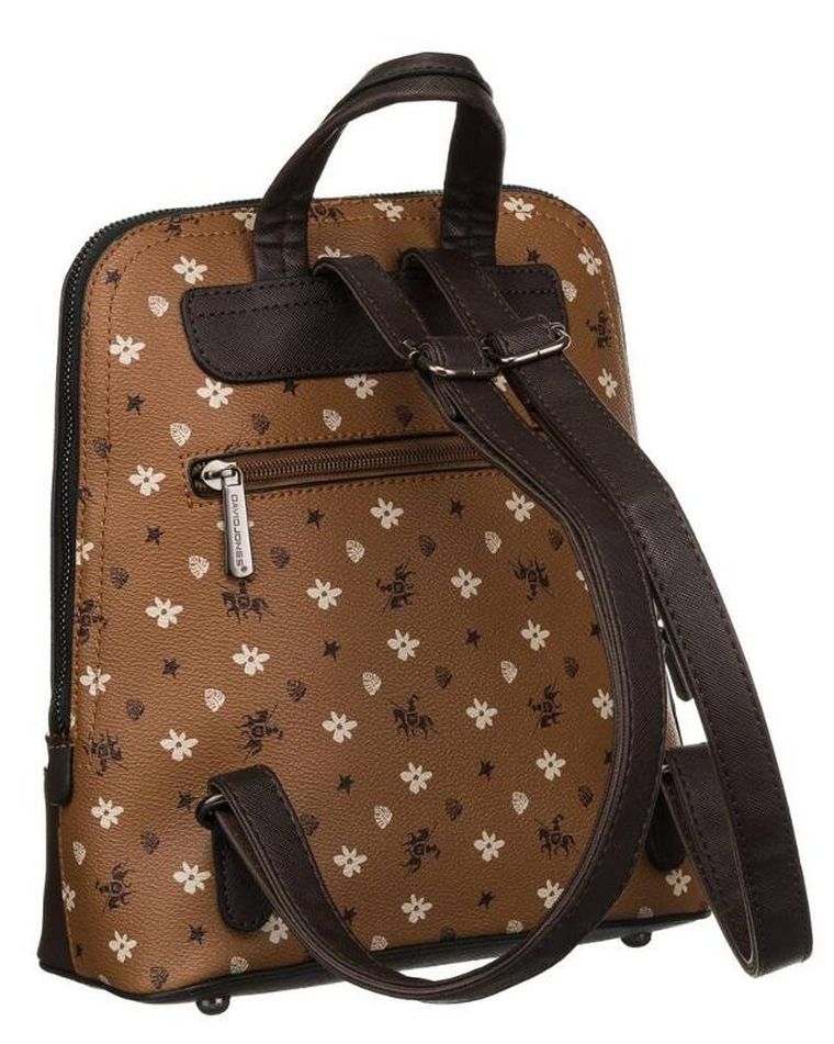 Plecak, brązowy, skóra ekologiczna, David Jones