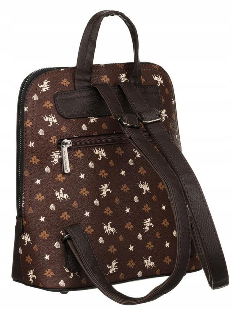 Plecak, brązowy, skóra ekologiczna, David Jones