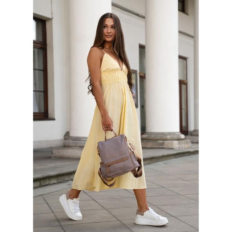 Plecak miejski, beżowy, skóra ekologiczna, Peterson