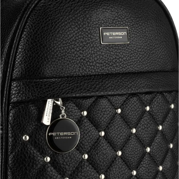 Plecak miejski, czarny, skóra ekologiczna, Peterson