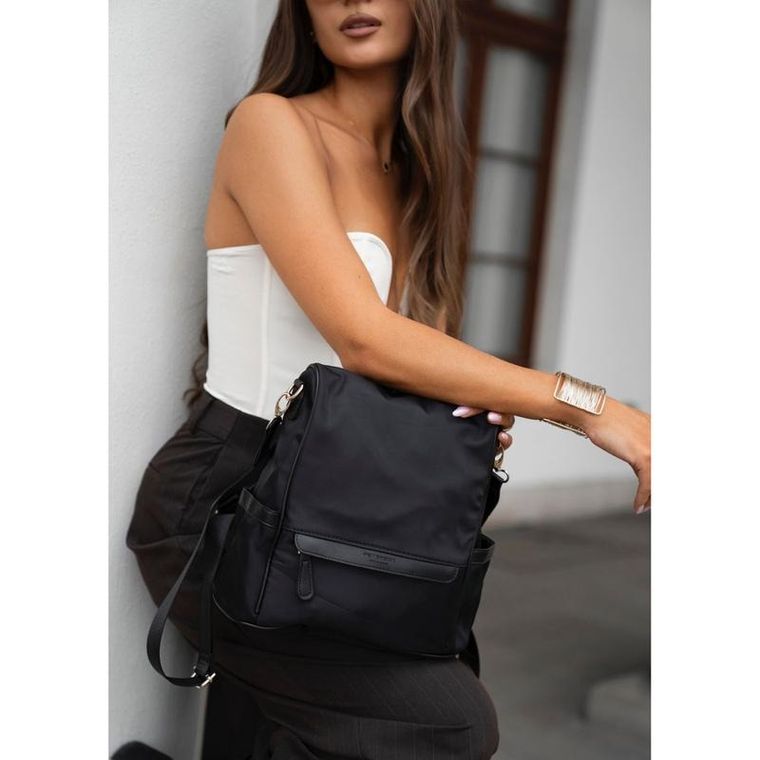 Plecak miejski, czarny, skóra ekologiczna, Peterson