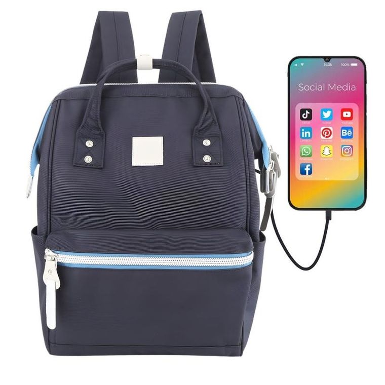 Plecak miejski na laptopa, port USB, niebieski, Himawari