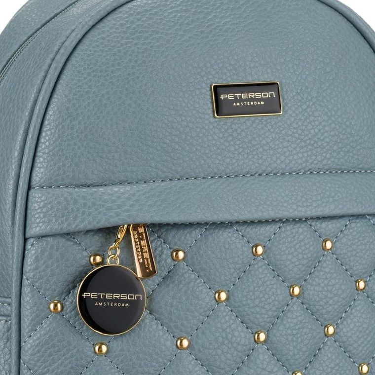 Plecak miejski, niebieski, skóra ekologiczna, Peterson