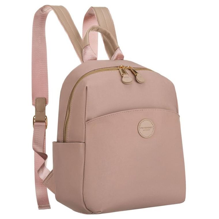 Plecak miejski, różowy, skóra ekologiczna, Peterson