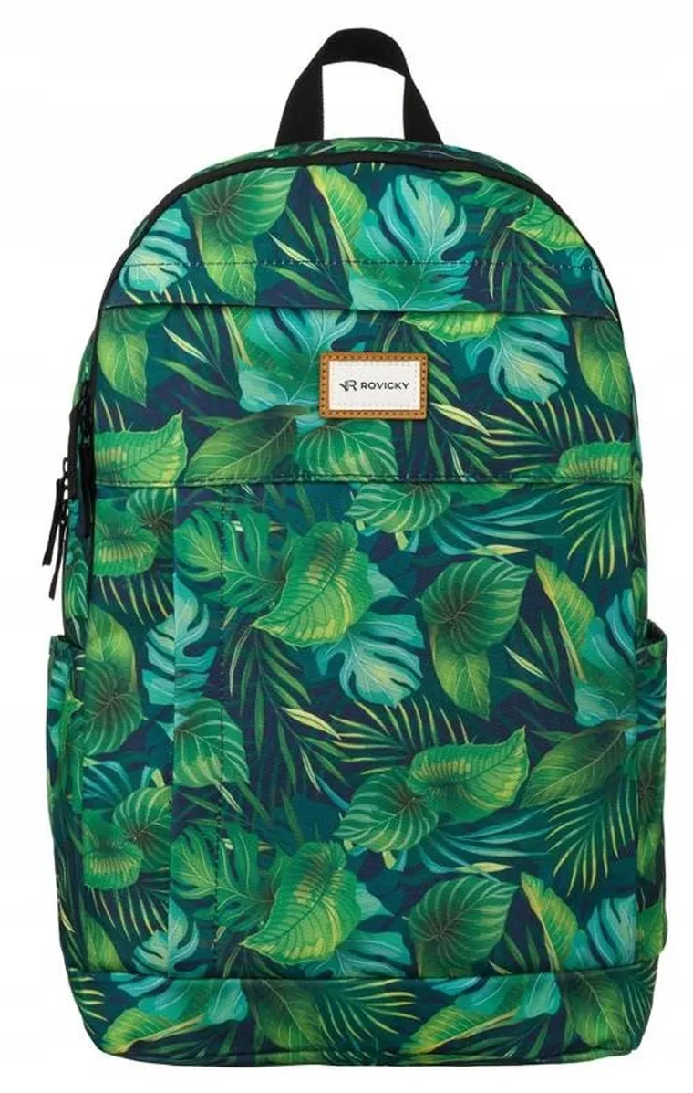 Plecak miejski, zielony, roślinny wzór, Rovicky