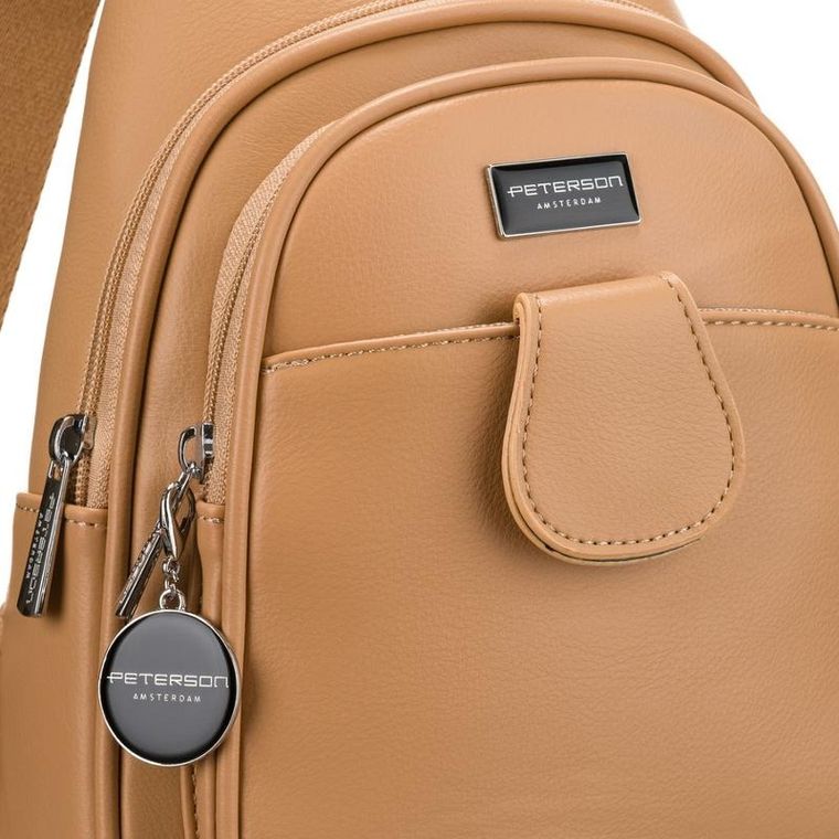 Plecak na jedno ramię, saszetka, beżowy, Peterson