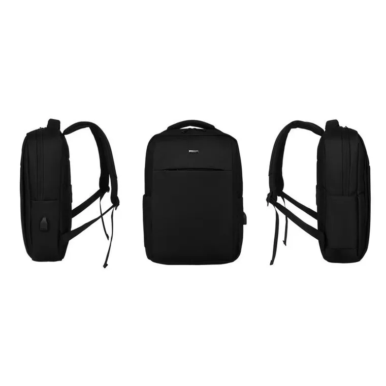 Plecak podróżny, bagaż podręczny do samolotu, czarny, port USB, Peterson