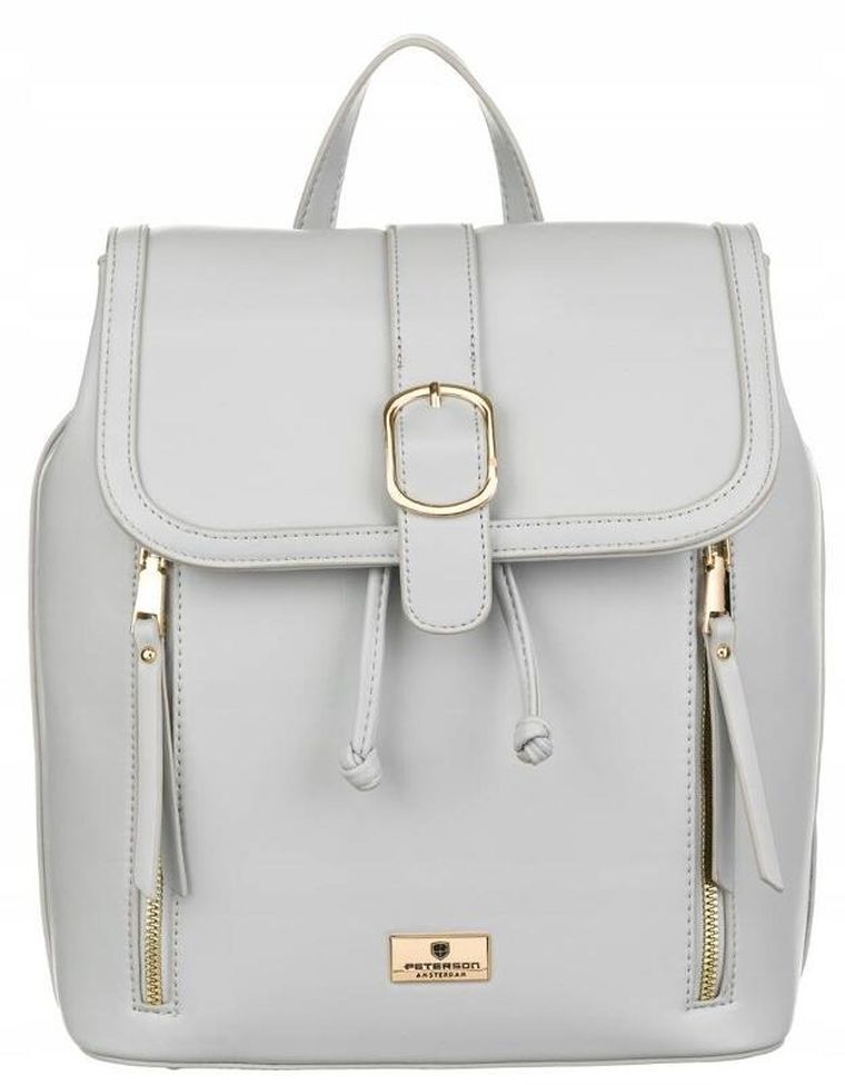 Plecak, szary, skóra ekologiczna, Peterson