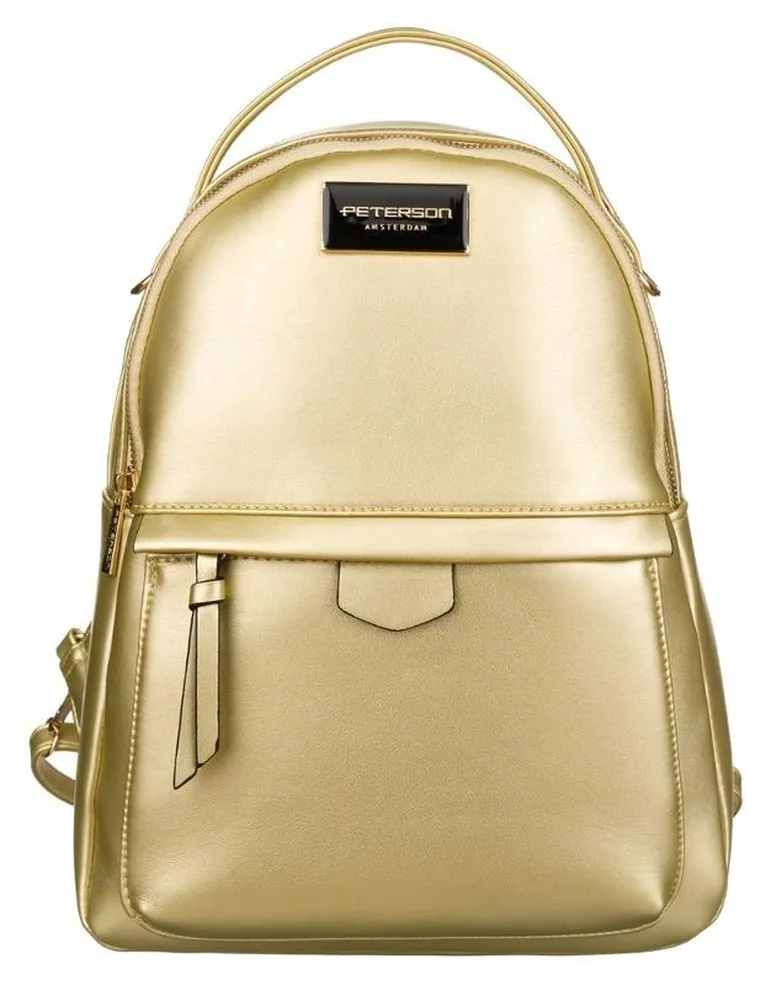 Plecak, złoty, skóra ekologiczna, Peterson
