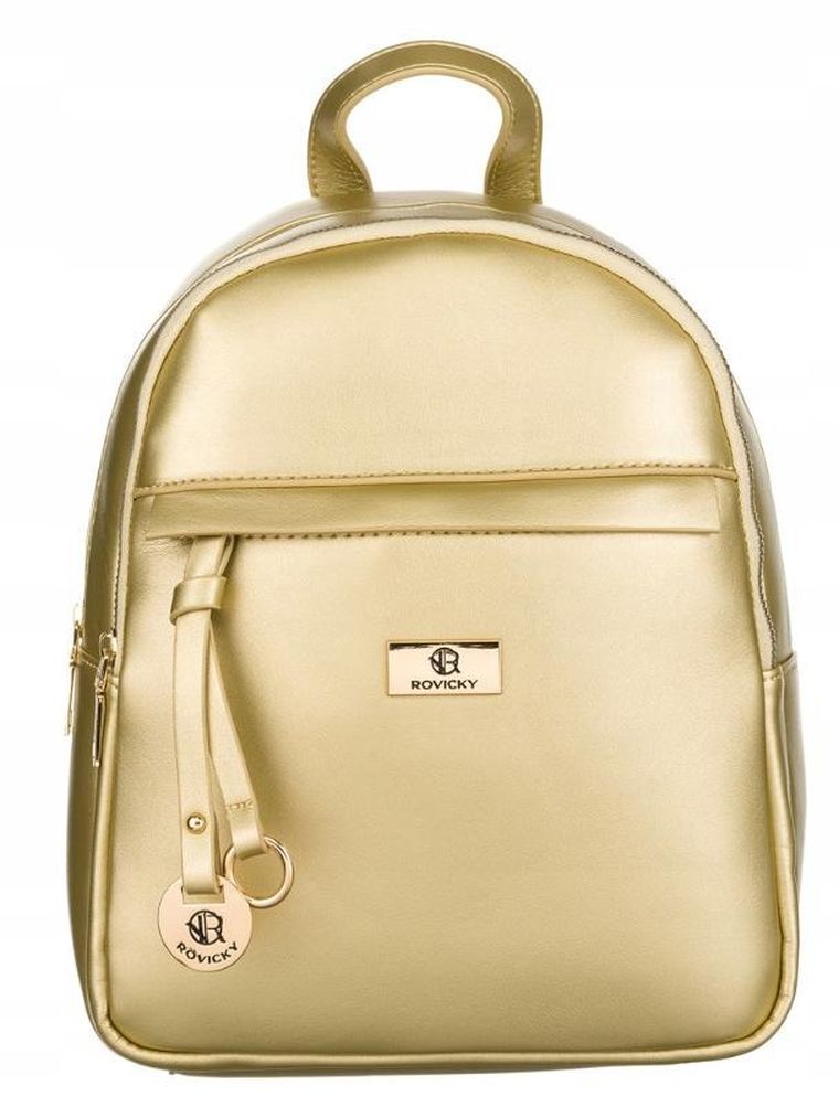 Plecak, złoty, skóra ekologiczna, Rovicky